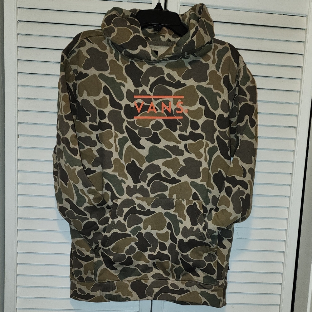 Vans Kids Hoodie with Camo and Orange Logo